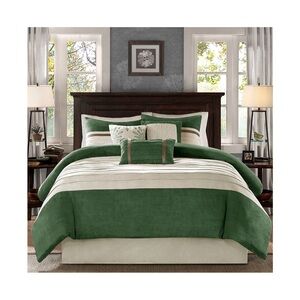 Madison Park 100% Polyester 7 piece Comforter Set in Green
